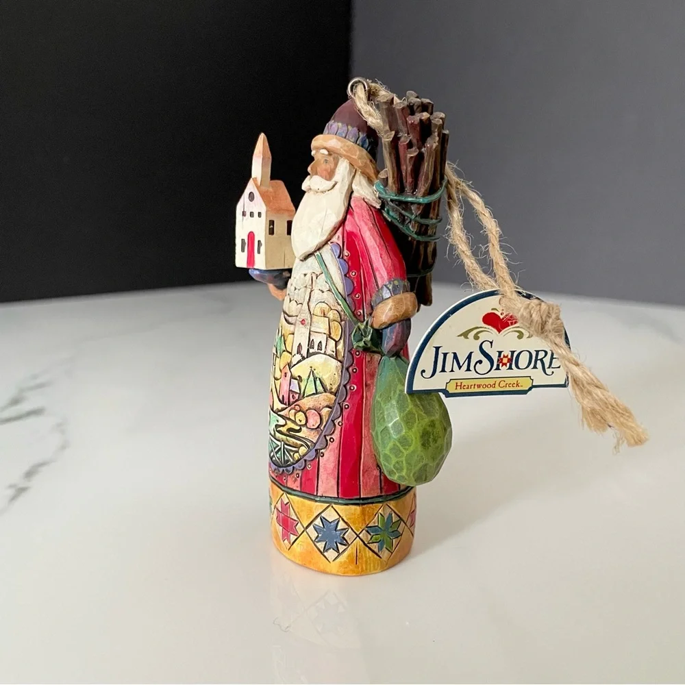 Santa Holding Church Ornament by Jim Shore